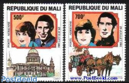 Mali 1981 Charles And Diana Wedding 2v, Mint NH, History - Nature - Transport - Charles & Diana - Kings & Queens (Roya.. - Familles Royales