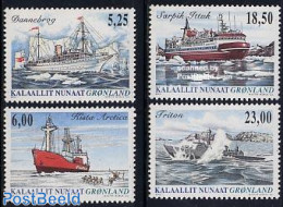 Greenland 2005 Ships 4v, Mint NH, Nature - Transport - Dogs - Ships And Boats - Nuevos