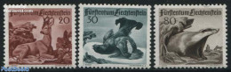 Liechtenstein 1950 Animals 3v, Mint NH, Nature - Animals (others & Mixed) - Birds - Deer - Poultry - Wild Mammals - Unused Stamps