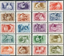 Hungary 1955 Professions 20v, Mint NH, Nature - Science - Transport - Various - Cattle - Fishing - Horses - Mining - T.. - Unused Stamps