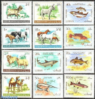 Lebanon 1968 Animals 12v, Mint NH, Nature - Animals (others & Mixed) - Camels - Cattle - Fish - Horses - Fishes