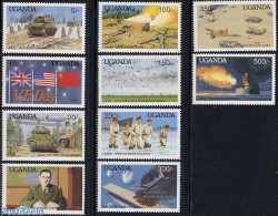 Uganda 1990 World War II 10v, Mint NH, History - Transport - Militarism - World War II - Aircraft & Aviation - Ships A.. - Militaria