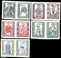 Poland 1959 Costumes 5x2v [:] Imperforated, Mint NH, Various - Costumes - Neufs