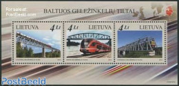 Lithuania 2012 Railway Bridges 3v M/s, Mint NH, Transport - Various - Railways - Joint Issues - Art - Bridges And Tunn.. - Trenes