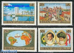 Lebanon 1973 Brazil Independence 4v, Mint NH, History - Transport - Various - Flags - Ships And Boats - Maps - Art - M.. - Boten