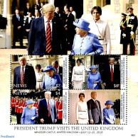 Nevis 2018 Donald Trump Visits The UK 4v M/s, Mint NH, History - American Presidents - Kings & Queens (Royalty) - Familles Royales