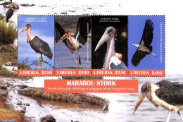 Liberia 2019 Marabou Stork 4v M/s, Mint NH, Nature - Birds - Other & Unclassified