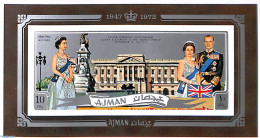 Ajman 1971 Silver Wedding S/s, Imperforated, Mint NH, History - Kings & Queens (Royalty) - Königshäuser, Adel