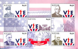 Nevis 2020 VE Day 5v M/s, Mint NH, History - American Presidents - Churchill - World War II - Sir Winston Churchill