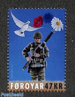 Faroe Islands 2023 A Hymne For Peace 1v, Mint NH, History - Nature - Militarism - Birds - Flowers & Plants - Militaria