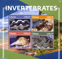 Ghana 2023 Invertebrates 4v M/s, Mint NH, Nature - Shells & Crustaceans - Vita Acquatica