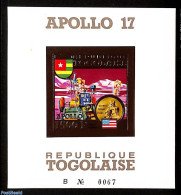 Togo 1973 Apollo 17 S/s Imperforated, Gold, Mint NH, Transport - Space Exploration - Togo (1960-...)