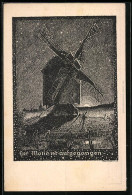 Künstler-AK K. Blossfeld: Der Mond Ist Aufgegangen, Windmühle Bei Nacht, Federzeichnung Aus Der Mappe Fahrtenbuch  - Other & Unclassified