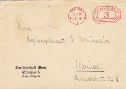 Freistempel 1934: Burschenschaft Ulmia, Stuttgart Nach Weimar - Covers & Documents