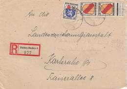 1947: Einschreiben Baden-Baden Nach Karlsruhe - General Issues