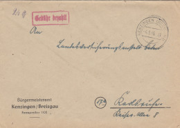 Brief 1946 Von Kenzingen/Breisgau, Gebühr Bezahlt, Nach Karlsruhe - Storia Postale