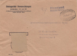 Brief 1947 Amtsgericht Donaueschingen, Gebühr Bezahlt, Nach Karlsruhe - Storia Postale