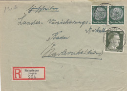 1943 Einschreiben Rielasingen, Hegau Nach Karlsruhe - Brieven En Documenten