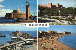 72444053 Rhodos Rhodes Aegaeis Hafeneinfahrt Strand Hafenansicht Festung  - Grèce