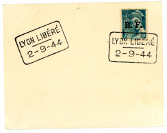 50C MERCURE SURCHARGE RF LIBERATION LYON "LYON LIBERE 2 - 9 - 44" SUR PETIT CARTON - 2. Weltkrieg 1939-1945