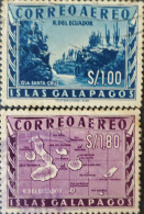 OH) 1957  GALAPAGOS AIR POST,  SANTA CRUZ ISLAND SCT LC1, MAP OF GALAPAGOS ARCHIPIELAGO,  TONED, EXCELLENT CONDITION - Ecuador