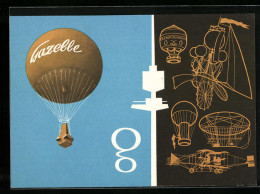 AK Ballon Gazelle, 6. Sonder-Ballonpostflug, Stempel  - Montgolfières