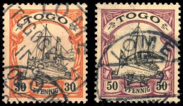 1900, Deutsche Kolonien Togo, 12+14, Gest. - Togo