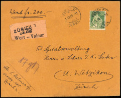 1920, Schweiz, 105 X, Brief - Autres & Non Classés