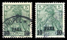 1900, Deutsche Auslandspost Türkei, 12 I+II, Gest. - Marocco (uffici)