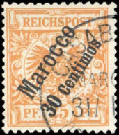 1899, Deutsche Auslandspost Marokko, 5, Gest. - Deutsche Post In Der Türkei