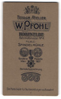 Fotografie W. Pfohl, Spindelmühle, Bahnhofstr. 4, Wappen Mit Monogramm Und Medaillen, Anschirft Des Ateliers  - Anonyme Personen