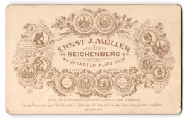 Fotografie Ernst J. Müller, Reichenberg, Neustädter Platz 17, Gedruckte Medaillen Umringen Anschrift Des Ateliers  - Personnes Anonymes