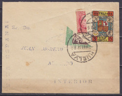 Espagne - L. Affr. ½ 30cts + ½ 10cts + Vignette "VIVA ESPAGNA / PRO HUELVA" Càpt HUELVA /-7.MAR.1937 Pour E/V - Griffe " - Verschlussmarken Bürgerkrieg