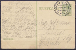 Pays-Bas - EP CP 5c Vert Càd (scout) "BLOEMENDAL… WERELD JAMBOREE /NEDERLAND /-6.VII.1937 Pour ENSCHEDE Pli Vertical Au  - Material Postal