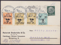 CP Affr. 6pf Flam. "BRESLAU /13.1.1941 /LUFTPOST / … RIO DE JANEIRO / BUENOS AIRES" (commémoration Vol Zeppelin) Pour BE - Cartas & Documentos