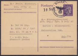 Pologne - EP CP Postkarte 6pf Violet Surch. "OSTLAND" D'un Militaire SS.-Freiw. Nordwest. De KRAKAU (Cracovie) Date 10 N - Gouvernement Général