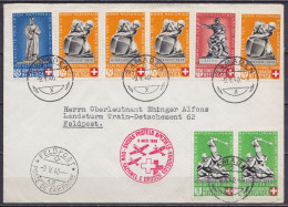 Suisse - L. Affr. 2x N°349 +4x N°350 +351+352 Càpt SAMADEN /-9.V.1940 (Samedan) Pour Militaire Du "Train Detachement 62" - Briefe U. Dokumente