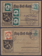 Allemagne - Lot De 2 Cartes Par Avion Flug-Post-Karte Affr. 25 Pf & 95 Pf Càd "Flugpost Am Rhein U. Am Main / DARMSTADT" - Luft- Und Zeppelinpost