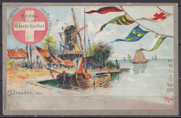 Allemagne - EP CP Postkarte 5pf Vert Repiqué "1900" Oblit. "DRESDEN-BAZAR /12.2.1900" - Au Dos: Illustration "Bazar Für  - Other & Unclassified
