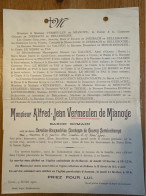 Alfred Vermeulen De Mianoye Baron Romain Veuf De Gourcy Serainchamps Namir *1821+1901 Gand Waasmunster Assesse Diesbach - Obituary Notices