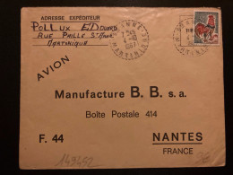 LETTRE TP COQ DE DECARIS 0,30 OBL. Tiretée 4-10 1967 STE ANNE MARTINIQUE - Bolli Manuali