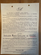 A. De Vriere Comtesse Romaine Nee Van Reynegom De Buzet Et Herenthout *1862 Herenthout +1900 Chateau Bloemendaal Beernem - Obituary Notices