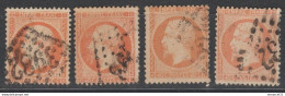 TBE 3 VAR De Filets Absents Sur N°23 + 1 Normal - 1862 Napoléon III.