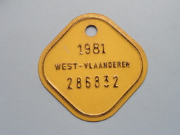 FIETSPLAAT / PLAQUE Vélo ( WEST - VLAANDEREN > N° 286832 ) Anno 1981 ( België ) ! - Number Plates