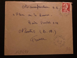 LETTRE TP CM DE MULLER 35F OBL. Tiretée 27-8 1959 PRECHEUR MARTINIQUE - Handstempels