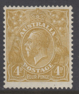 AUSTRALIA 1933  4d  YELLOW - OLIVE KGV STAMP  PERF.13.1/2 X 12.1/2 CofA WMK SG.129  MVLH - Mint Stamps