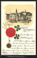 Lithographie Blankenburg I. H., Rathaus, Siegel Mit Kleeblatt  - Blankenburg