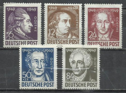 7676-SERIE COMPLETA ALEMANIA 1949 GOETHE Nº 52/56 LITERATURA  SIN DEFECTOS - Nuevos