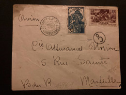 LETTRE F VIALLA CHASSEUR DE CAIMANS Par Avion Pour La FRANCE TP AOF GUINEE 3F + 50c OBL.9 DEC 40 CONAKRY RP + CENSURE - Brieven En Documenten