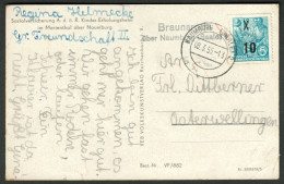 BRAUNSRODA über NAUMBURG Saale 1955 LANDPOSTSTEMPEL Blau 10Pf-Aufbau Auf Deko AK KINDER-ERHOLUNGSHEIM > Osterwellingen - Lettres & Documents